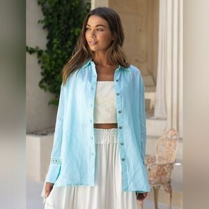 Coco Pina Rio Linen Shirt Teal